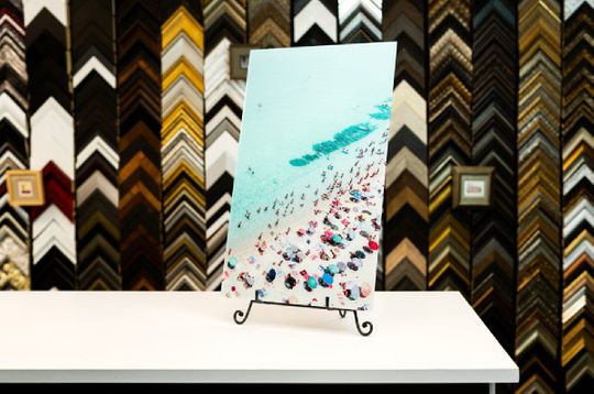 view of a printed artwork placed on a table